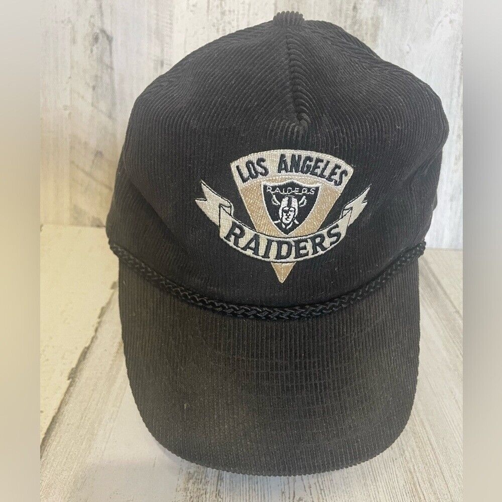 Los Angeles Raiders Vintage Black Pie Logo Corduroy SnapBack Cap Hat